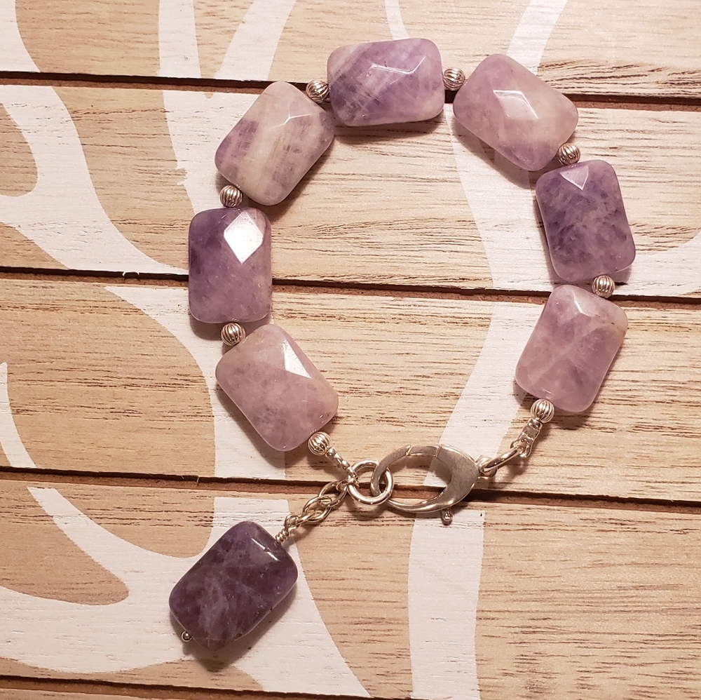 🎁AMETHYST PURPLE BRACELET Plus Size Wrist GENUINE STERLING SILVER
